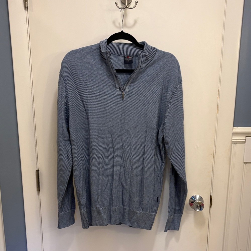 Vintage Men's Zip-Up Sweater in Light Blue
